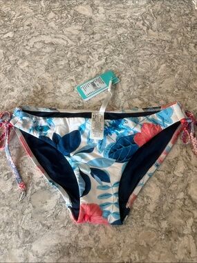 Seafolly Blue Floral Tie-Side Bikini Bottoms